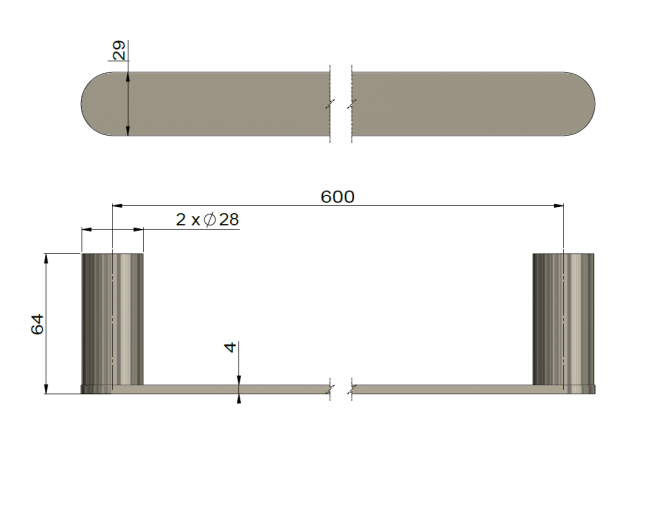 Meir Curvaé Single Towel Rail 600mm