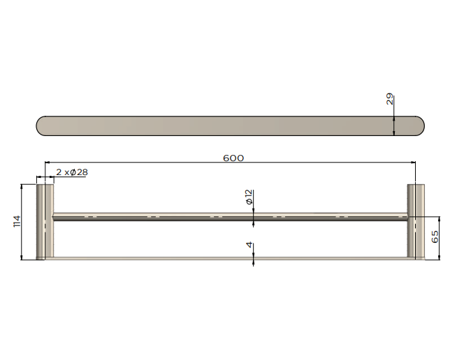 Meir Curvaé Double Towel Rail 600mm