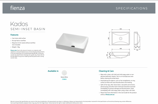 Product Specification information