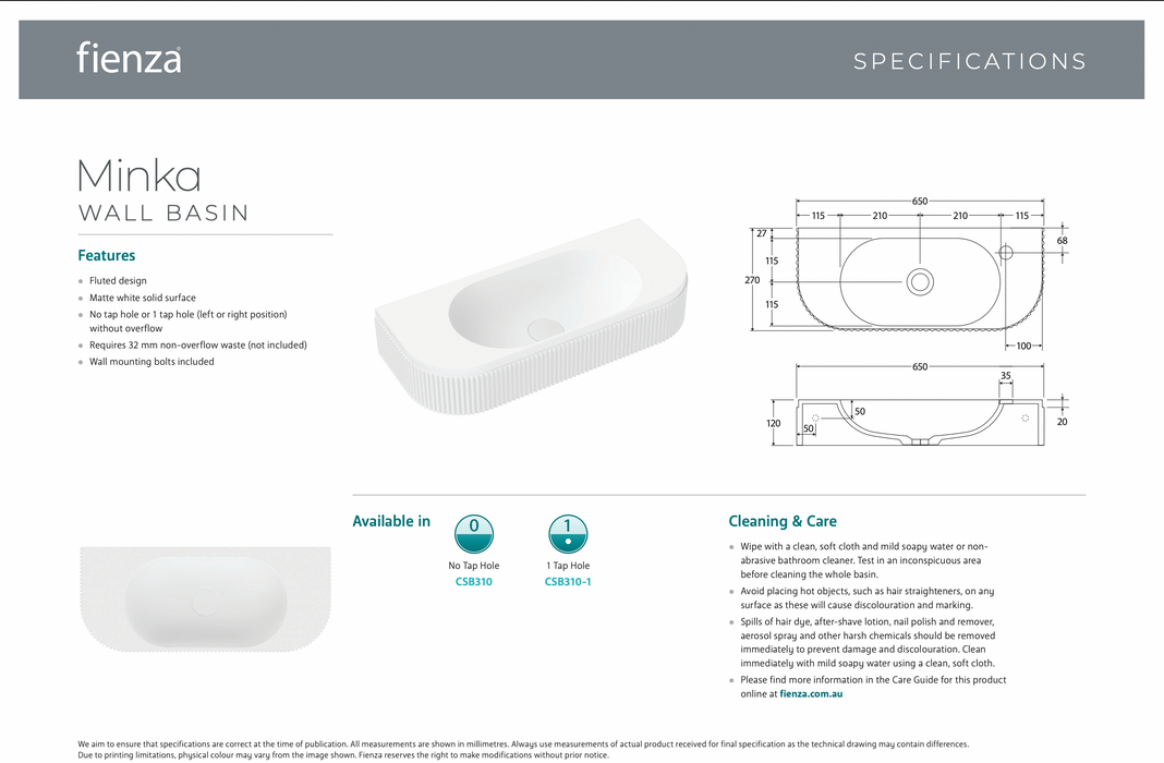 Product Specification Information
