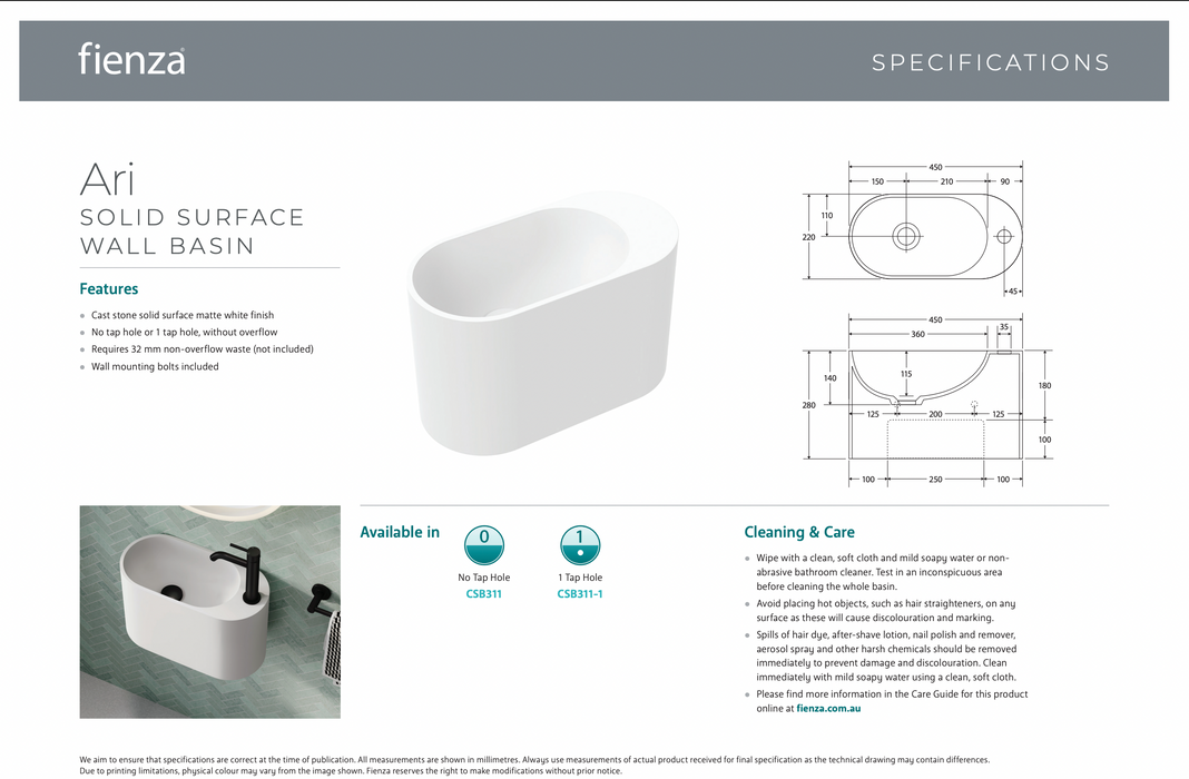 Product Specification Information
