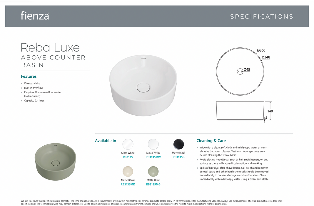 Product Specification Information