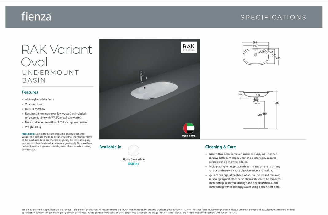 Product Specification Information