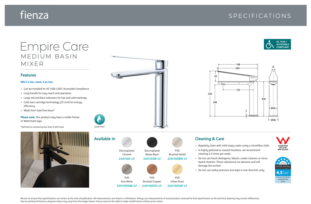Product Specification Information