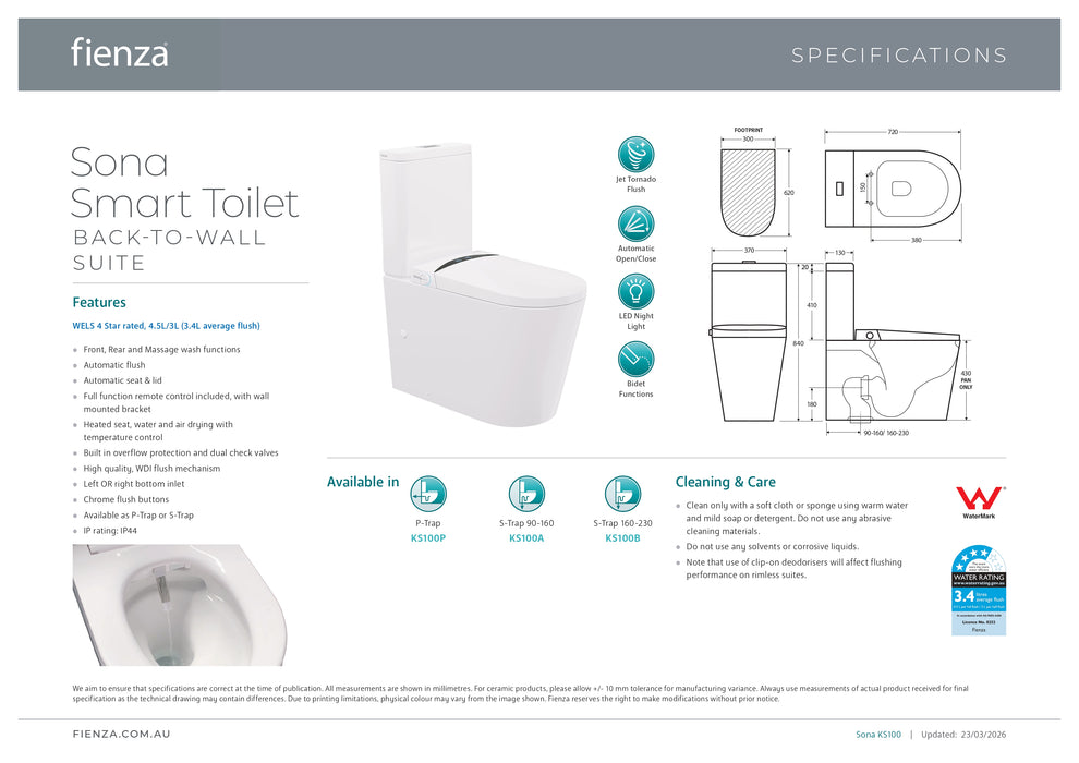 Fienza Sona Smart Toilet Suite