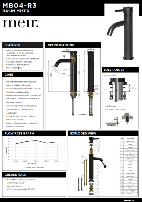 Product Specification Information
