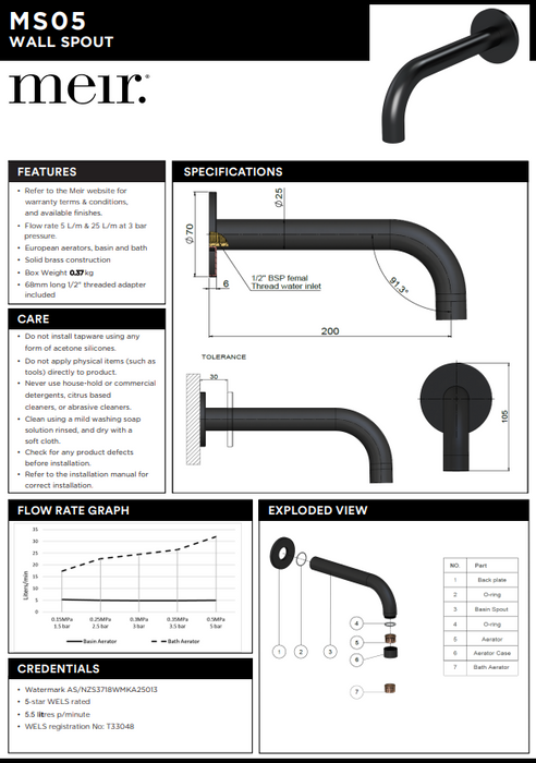 Product Specification Information