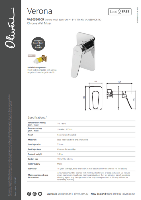 Product Specification Information