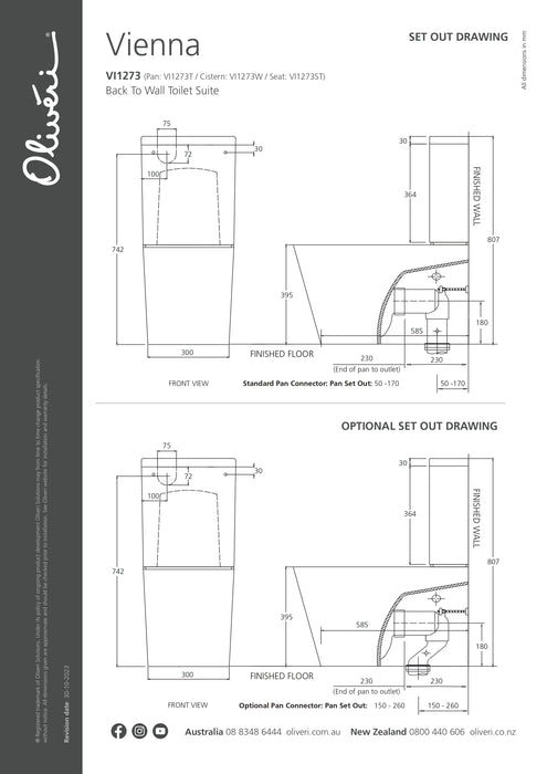 Oliveri Vienna Back To Wall Toilet Suite
