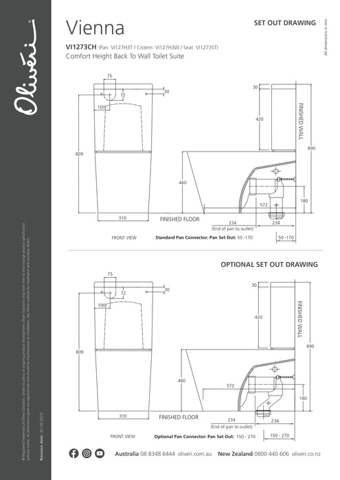 Oliveri Vienna Comfort Height Back To Wall Toilet
