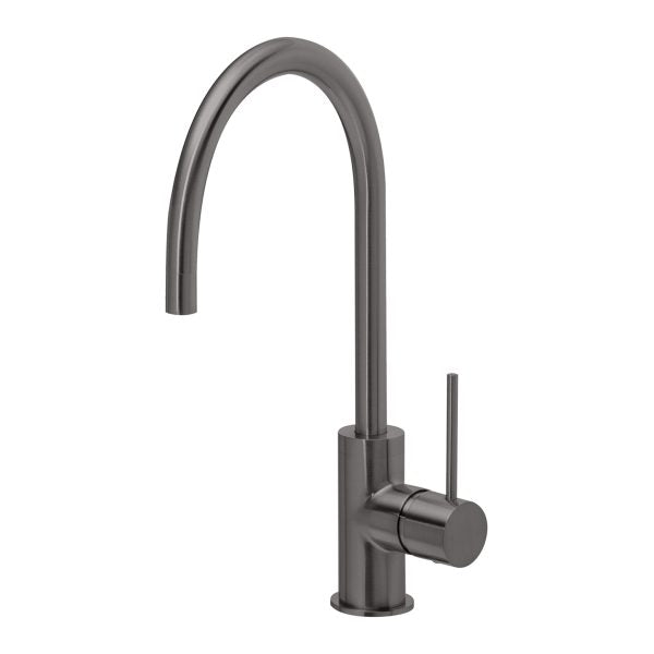 Vivid Slimline Side Lever Sink Mixer 220mm Gooseneck (Brushed Carbon)