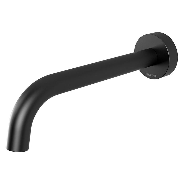 Phoenix Tapware Vivid Slimline Wall Bath Outlet 180mm Curved (Matte Black) VS776MB