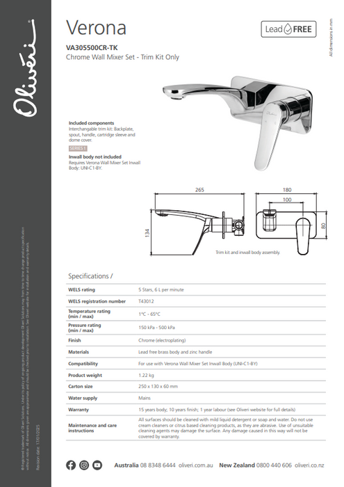 Product Specification Information