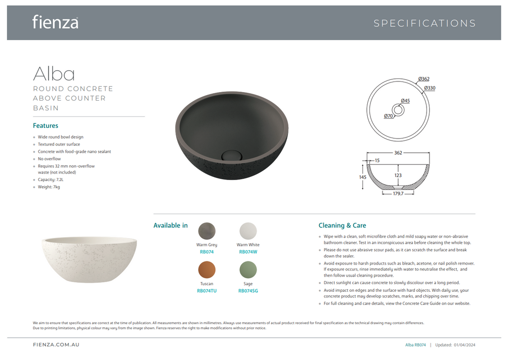 Product Specification Information