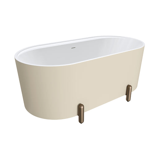 Fienza Aluca Freestanding Bath 1500mm with Brushed Copper Legs (Matte KhakI)