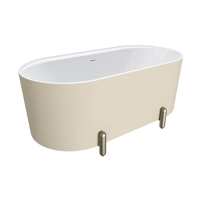 Fienza Aluca Freestanding Bath 1500mm with Brushed Nickel Legs (Matte Khaki)