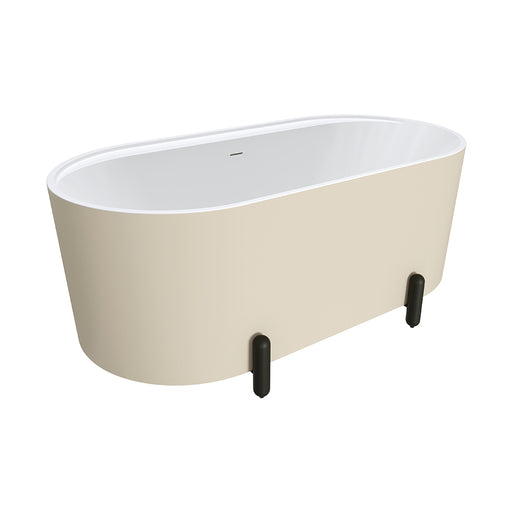 Fienza Aluca Freestanding Bath 1500mm with Matte Black Legs (Matte Khaki)