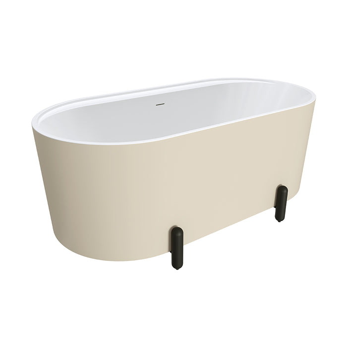 Fienza Aluca Freestanding Bath 1500mm with Matte Black Legs (Matte Khaki)