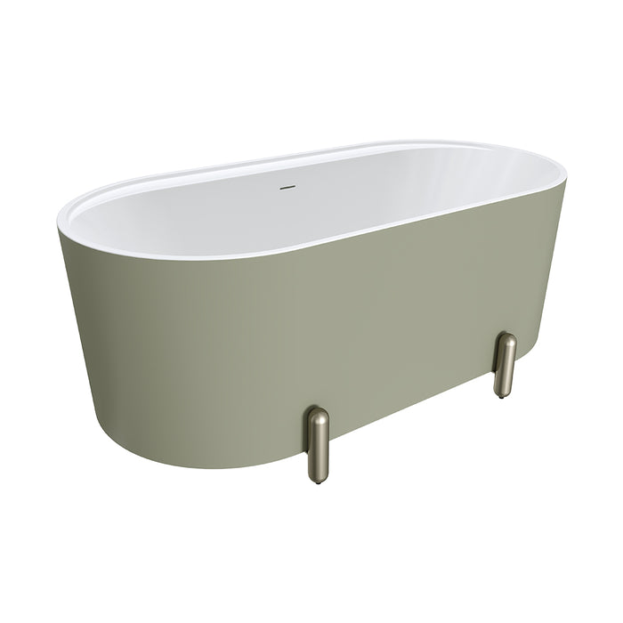 Fienza Aluca Freestanding Bath 1500mm with Brushed Nickel Legs (Matte Olive)