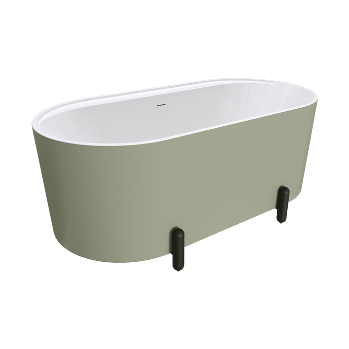 Fienza Aluca Freestanding Bath 1500mm with Matte Black Legs (Matte Olive)