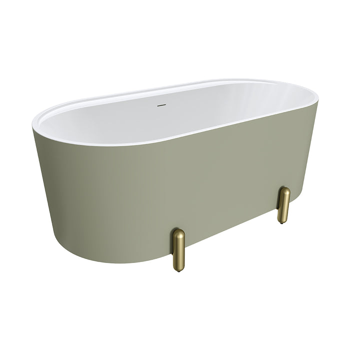 Fienza Aluca Freestanding Bath 1500mm with Urban Brass Legs (Matte Olive)