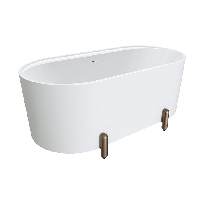 Fienza Aluca Freestanding Bath 1500mm with Brushed Copper Legs (Matte White)