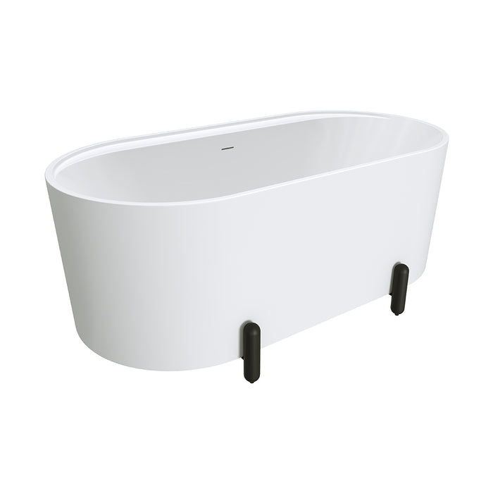 Fienza Aluca Freestanding Bath 1500mm with Matte Black Legs (Matte White)