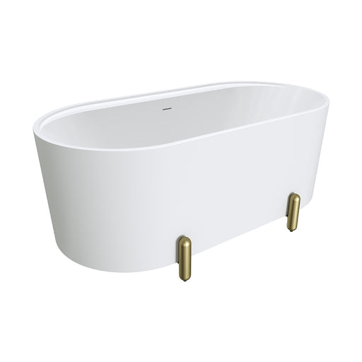 Fienza Aluca Freestanding Bath 1500mm with Urban Brass Legs (Matte White)