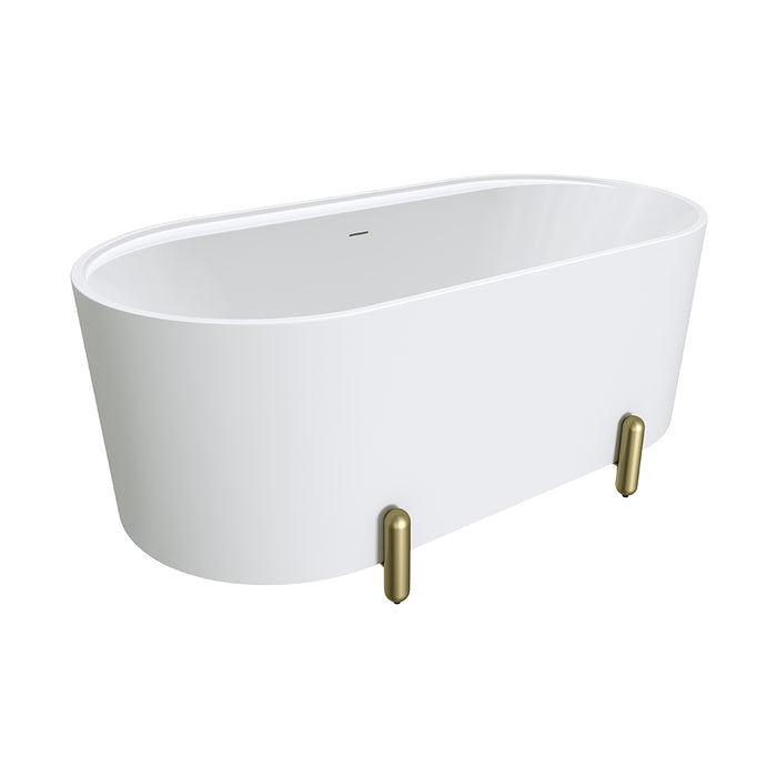 Fienza Aluca Freestanding Bath 1500mm with Urban Brass Legs (Matte White)