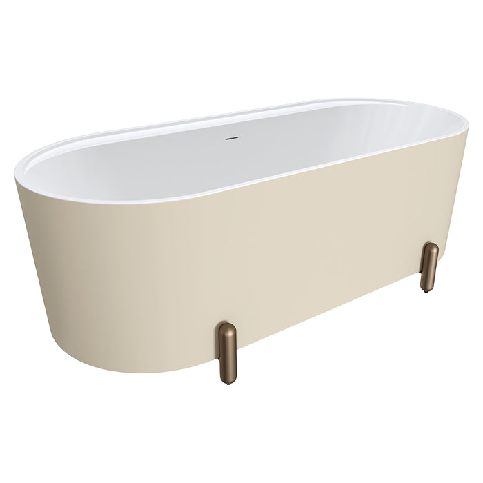 Fienza Aluca Freestanding Bath 1700mm with Brushed Copper Legs (Matte Khaki)