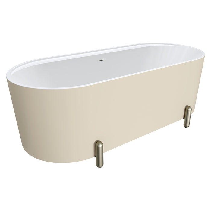 Fienza Aluca Freestanding Bath 1700mm with Brushed Nickel Legs Matte Khaki)