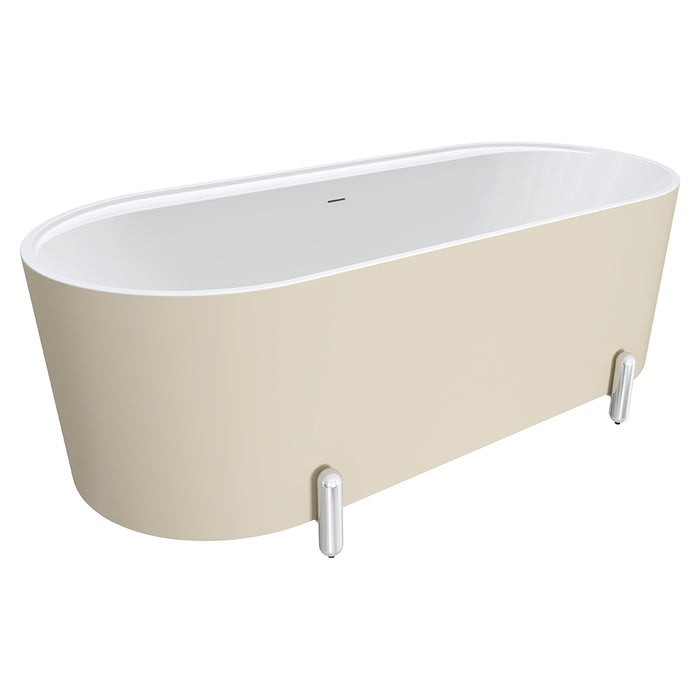 Fienza Aluca Freestanding Bath 1700mm with Chrome Legs (Matte Khaki)