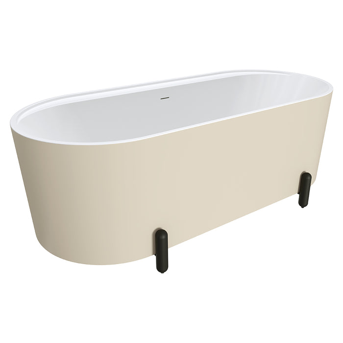 Fienza Aluca Freestanding Bath 1700mm with Matte Black Legs (Matte Khaki)