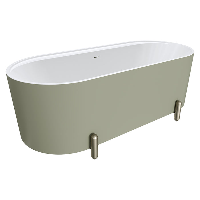 Fienza Aluca Freestanding Bath 1700mm with Brushed Nickel Legs (Matte Olive)