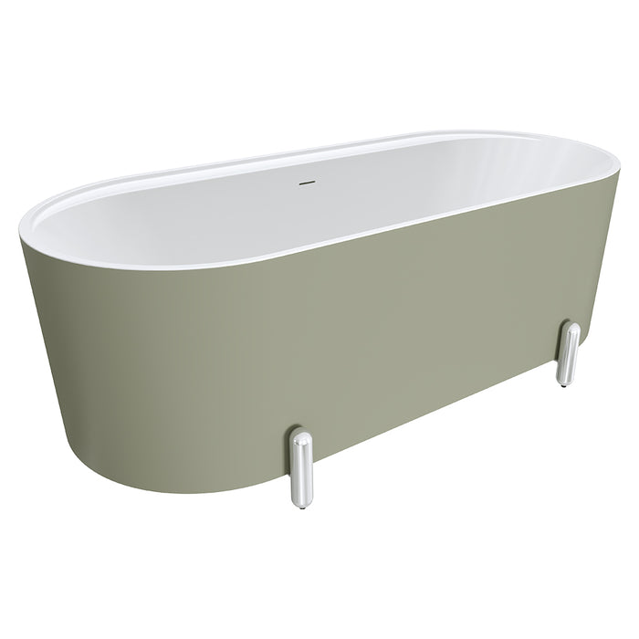 Fienza Aluca Freestanding Bath 1700mm with Chrome Legs (Matte Olive)