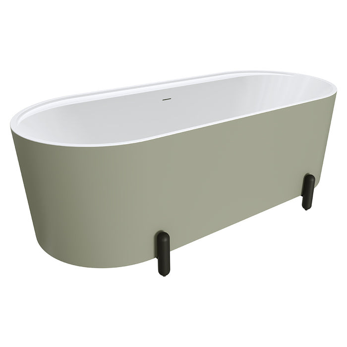 Fienza Aluca Freestanding Bath 1700mm with Matte Black Legs (Matte Olive)