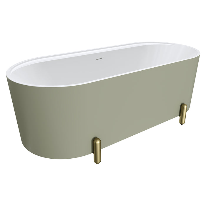 Fienza Aluca Freestanding Bath 1700mm with Urban Brass Legs (Matte Olive)
