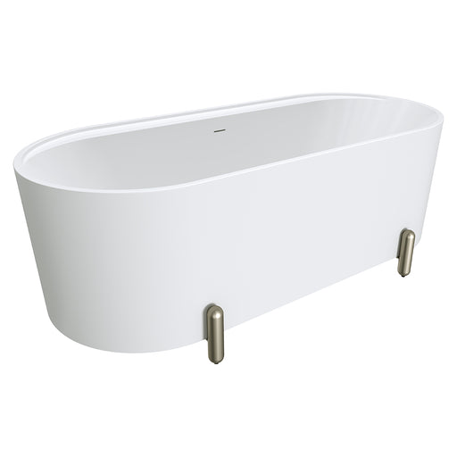Fienza Aluca Freestanding Bath 1700mm with Brushed Nickel Legs (Matte White)