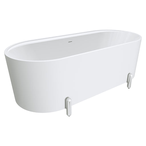 Fienza Aluca Freestanding Bath 1700mm with Chrome Legs (Matte White)