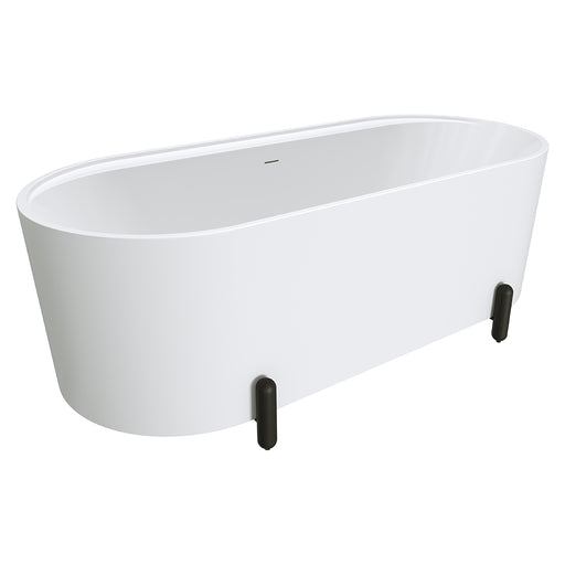 Fienza Aluca Freestanding Bath 1700mm with Matte Black Legs (Matte White)