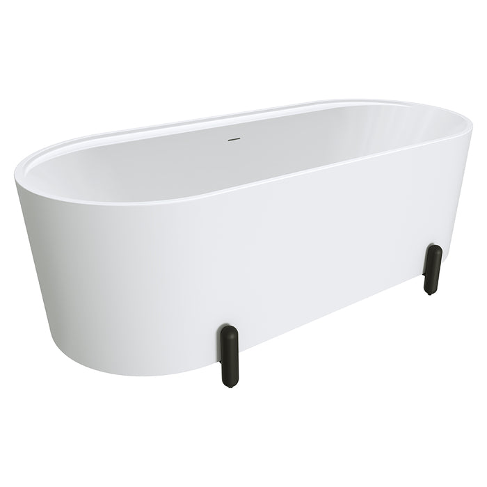 Fienza Aluca Freestanding Bath 1700mm with Matte Black Legs (Matte White)