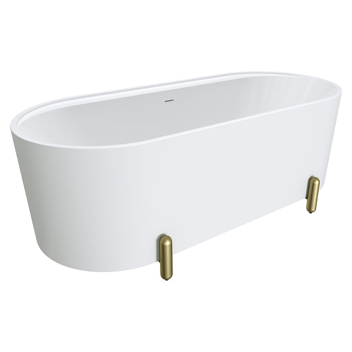 Fienza Aluca Freestanding Bath 1700mm with Urban Brass Legs (Matte White)