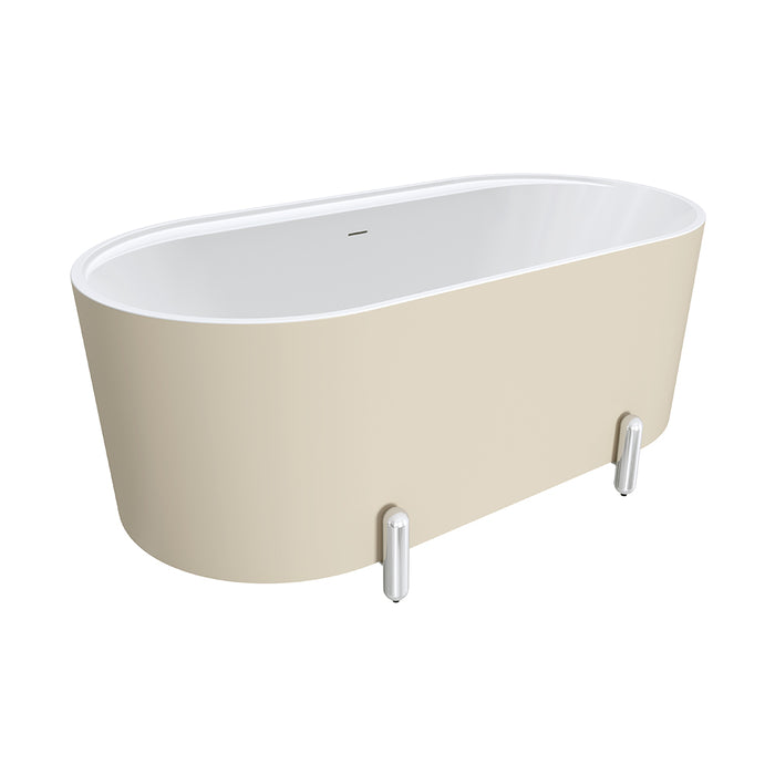 Fiezna Aluca Freestanding Bath 1500mm with Chrome Legs (Matte Khaki)
