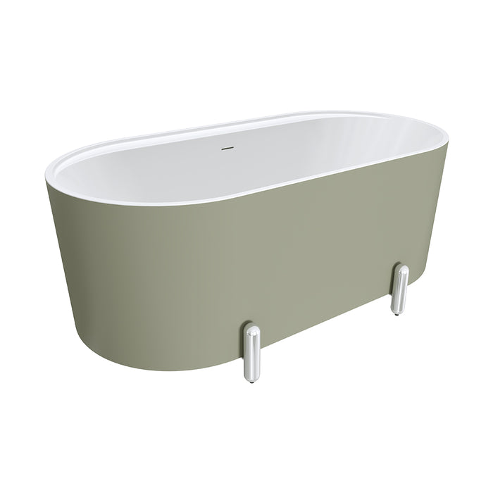 Fiezna Aluca Freestanding Bath 1500mm with Chrome Legs (Matte Olive)