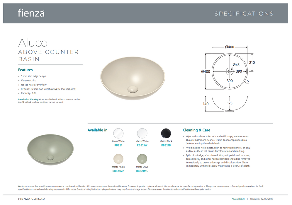 Product Specification Information