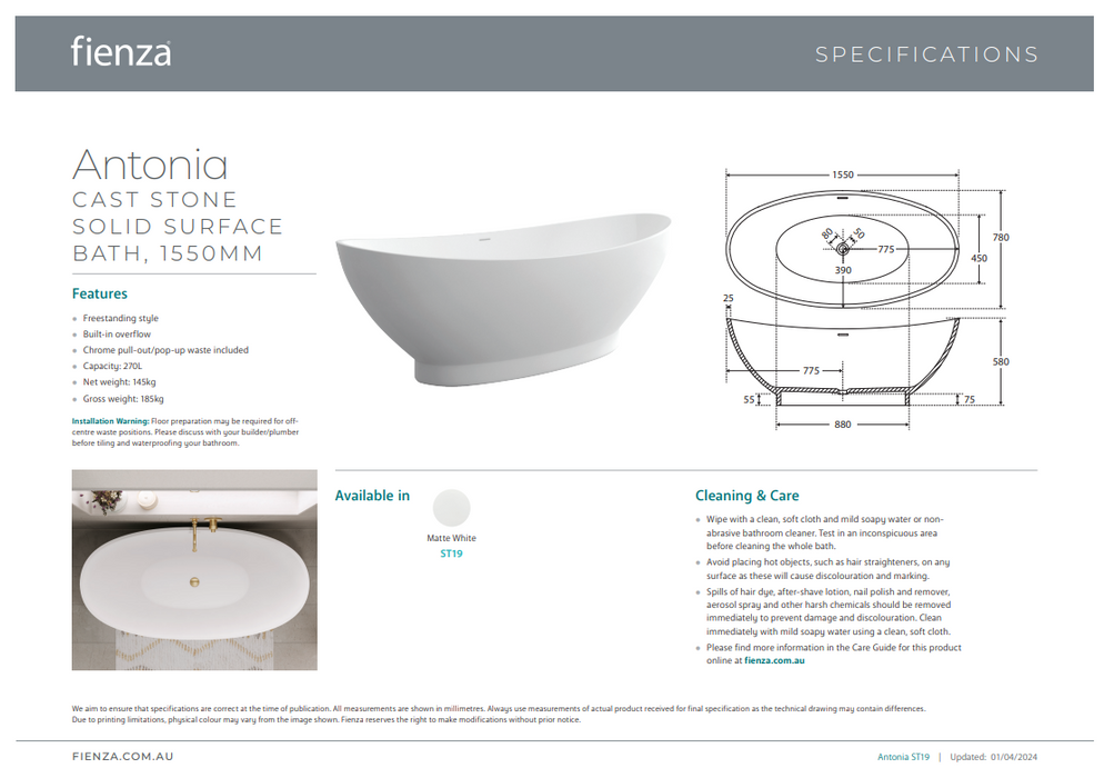 Product Specification Information