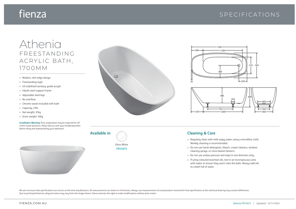 Product Specification Information