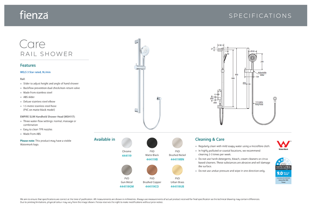 Product Specification Information