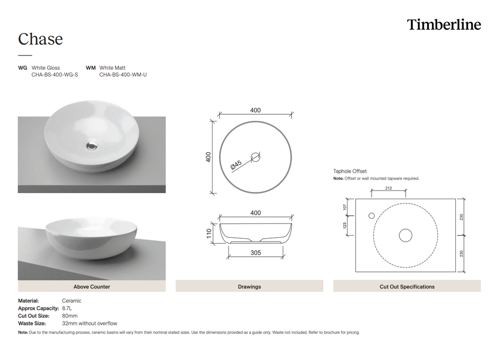 Product Specification Information