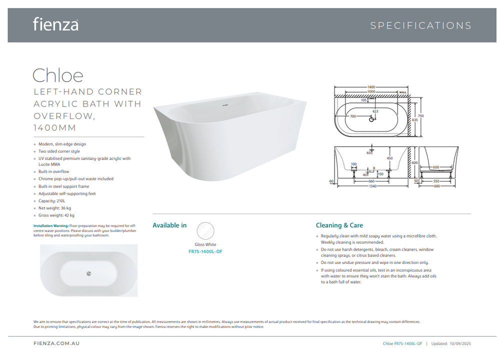 Product Specification Information